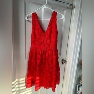 Red Lace Size M Skater Dress